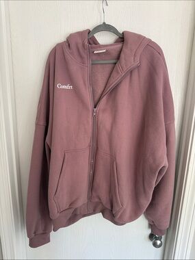 Comfort Zip-Up Hooded Puffer Jacket in Mauve